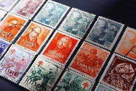 Photos of rows of stamps