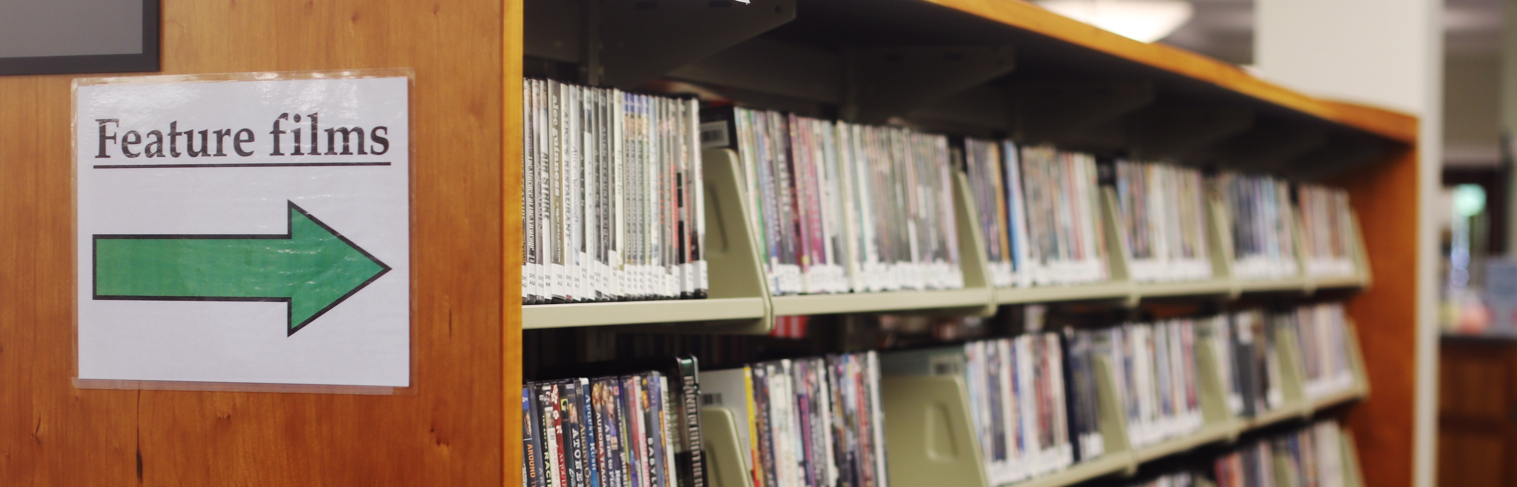 DVD collection library shelf